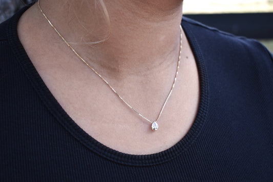 The Taylor Pear Bezel Necklace