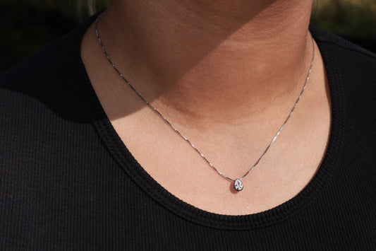 The Taylor Pear Bezel Necklace