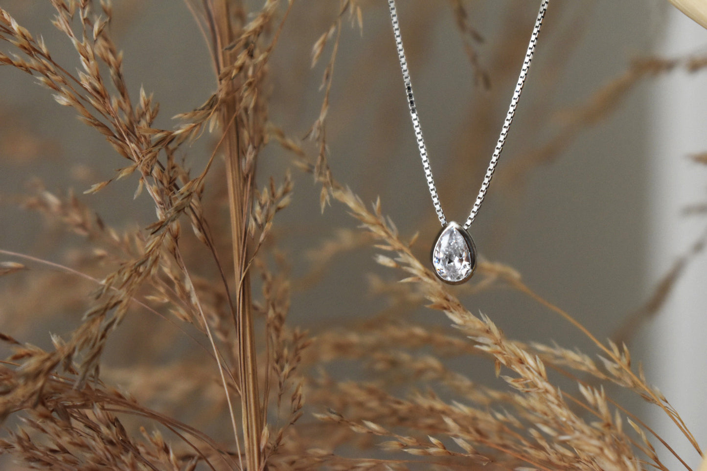 The Taylor Pear Bezel Necklace